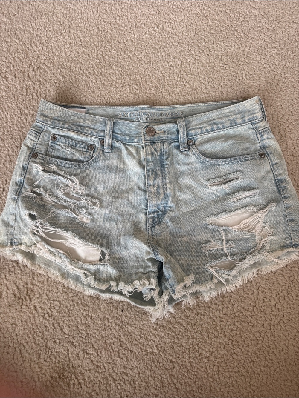 American Eagle Outfitters Light Wash Distressed Denim Shorts